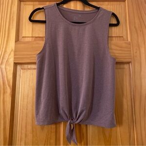 GapFit Mauve Tie Front Tank Top XS | Textured Athletic Sleeveless Workout Top